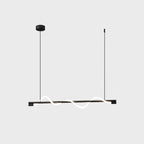 Black Clérachic linear pendant with a low glowing wave on thin black cords, on a light backdrop.