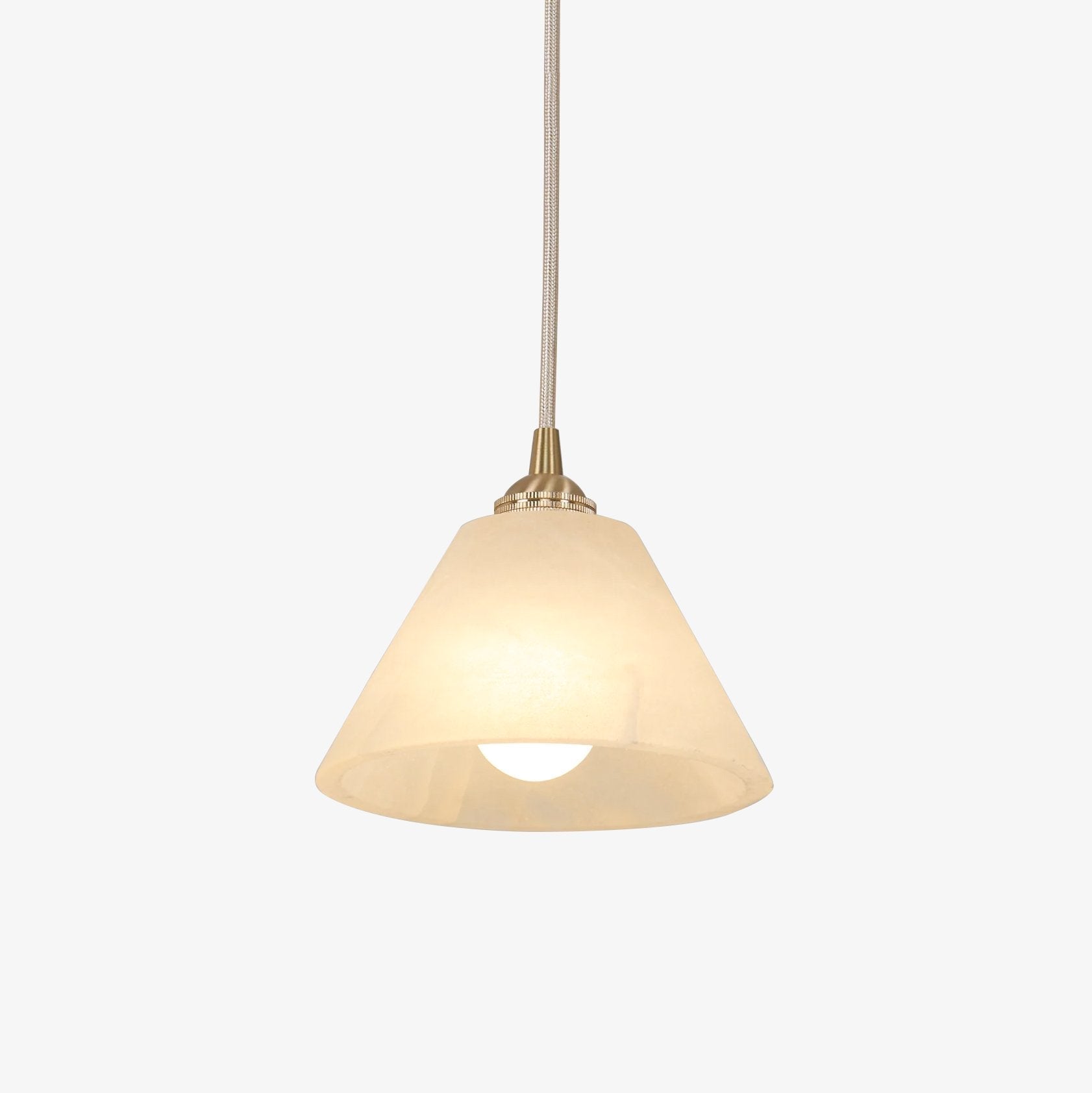The Clérachic cone shown a touch closer, its stone shade glowing amber around the small opal bulb beneath.
