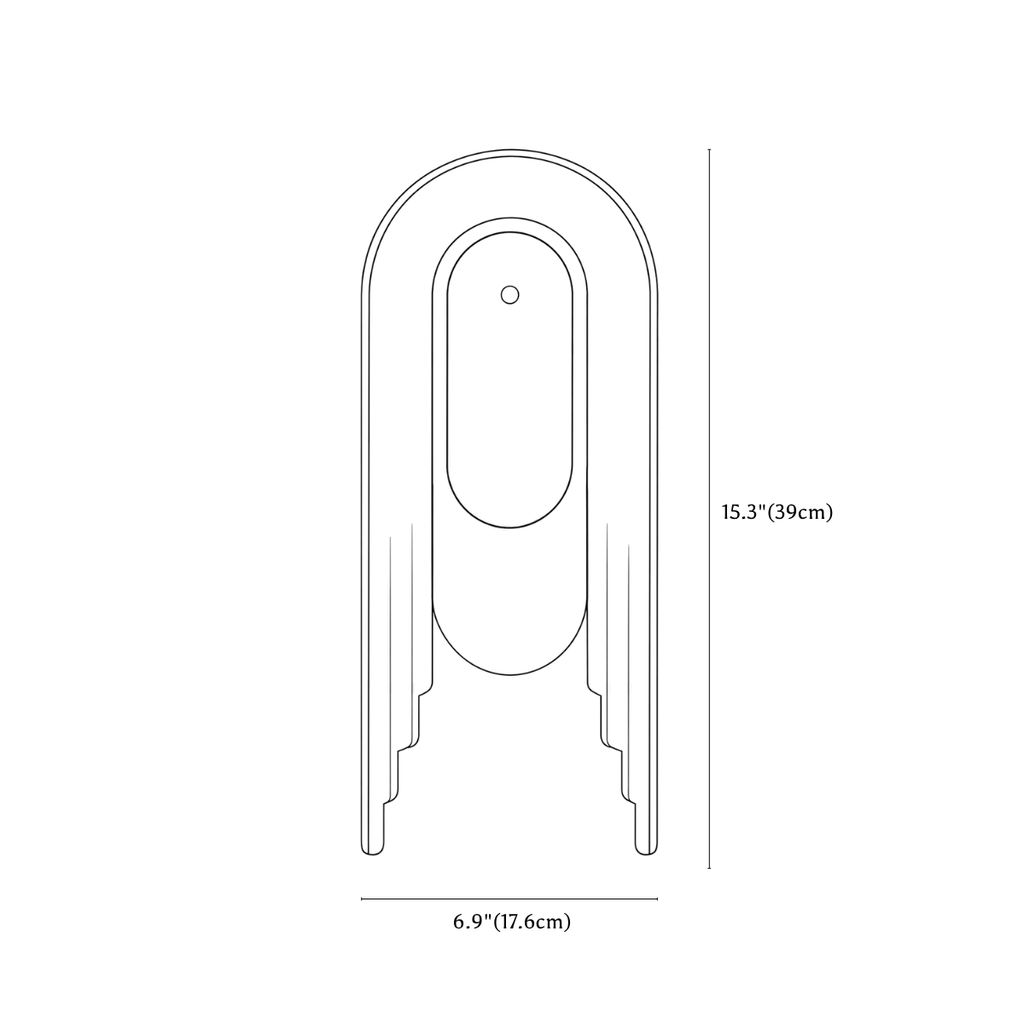Clérachic wall light dimension drawing, every measurement marked in centimetres and inches.
