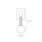 Clérachic wall light dimension drawing, every measurement marked in centimetres and inches.