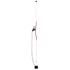 Clérachic pendant with a dark red bendable cord section, a black socket and a white bulb, running to a black base, on white.