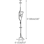 Clérachic pendant light dimension drawing, every measurement marked in centimetres and inches.
