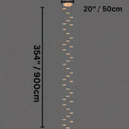 Clérachic thirty-six-disc gold chandelier line drawing on a round canopy, marked 50 cm across and 900 cm in drop.