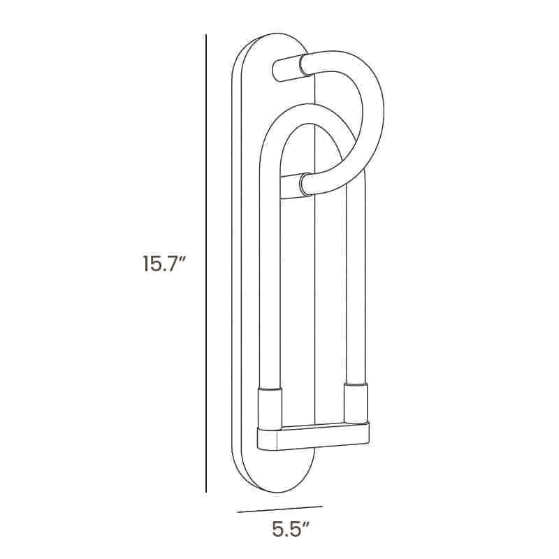 Dimension drawing of this Clérachic wall light's shorter version, with its height and width marked.