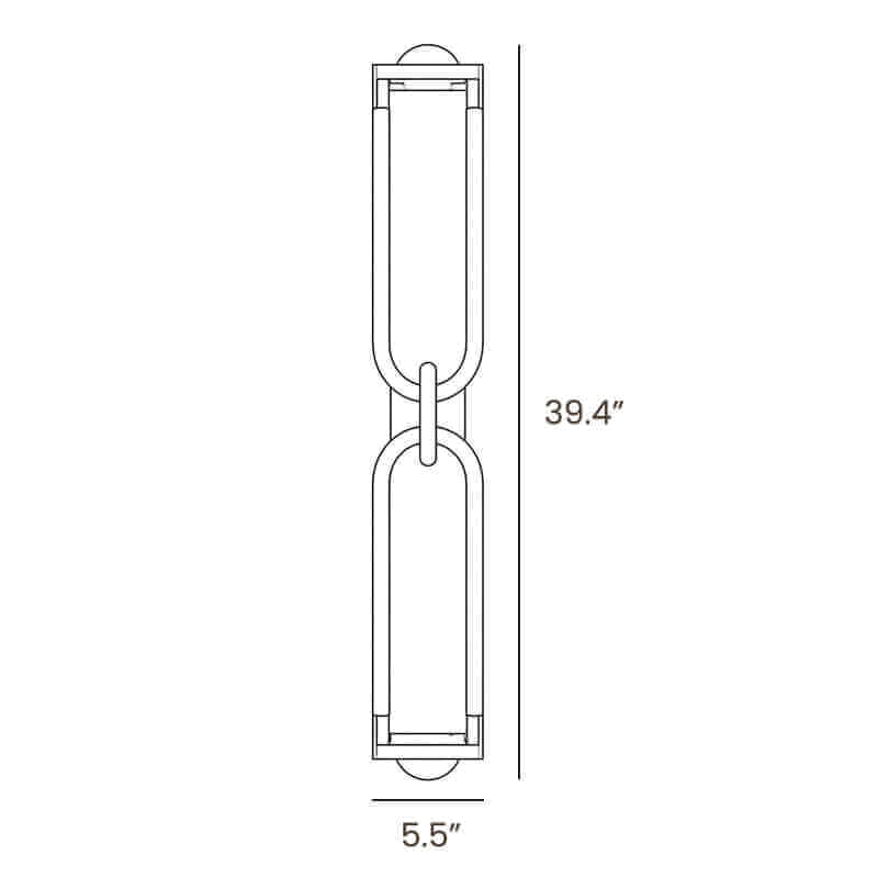 Dimension drawing of this Clérachic wall light's tallest version, with its height and width marked.