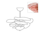 Outline of the Clérachic Lotus Leaf Glass Chandelier beside an inset of the pink glass leaves edged in deep ruby.
