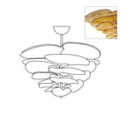 Wide outline of the Clérachic lotus leaf chandelier with an inset of the honey-amber glass in overlapping rows.
