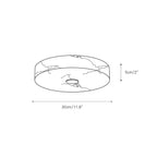 Dimension drawing for the Clérachic alabaster flush mount ceiling light, 30cm/11.8″ wide and 5cm/2″ high.