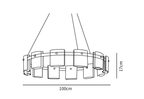 Dimension drawing of this Clérachic chandelier in its widest single-ring size, with its height and width marked.