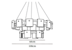 Dimension drawing of this Clérachic two-layer chandelier, with the widths of both rings marked.
