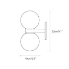 Dimension drawing for the Clérachic Lush Twin Globe Wall Sconce, 10 cm (3.9″) wide and 23 cm (9.1″) high.