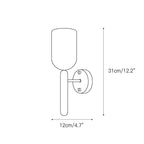 Dimension drawing of the Clérachic Lyphaia alabaster wall sconce, 12cm/4.7″ wide and 31cm/12.2″ high.