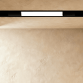 Clérachic recessed light bar, a lit panel set inside the black channel, which runs on unlit at both ends.