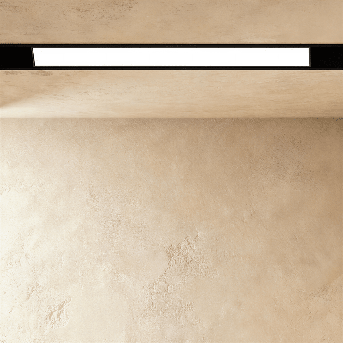 Clérachic recessed light bar close up, the lit panel inset within the channel rather than filling its width.