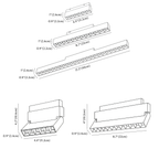 Clérachic track light dimension drawing, 2 of 4, every measurement marked in centimetres and inches.