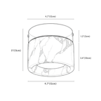 Clérachic ceiling light dimension drawing, 12 × 13 cm, every measurement marked in centimetres and inches.