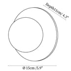Dimension drawing of the marble disc wall sconce, in outline against white.