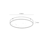 Clérachic ceiling light dimension drawing, 30 cm, every measurement marked in centimetres and inches.