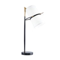 Black Clérachic table lamp with a black marble base and a tilted white shade, on a plain white background.