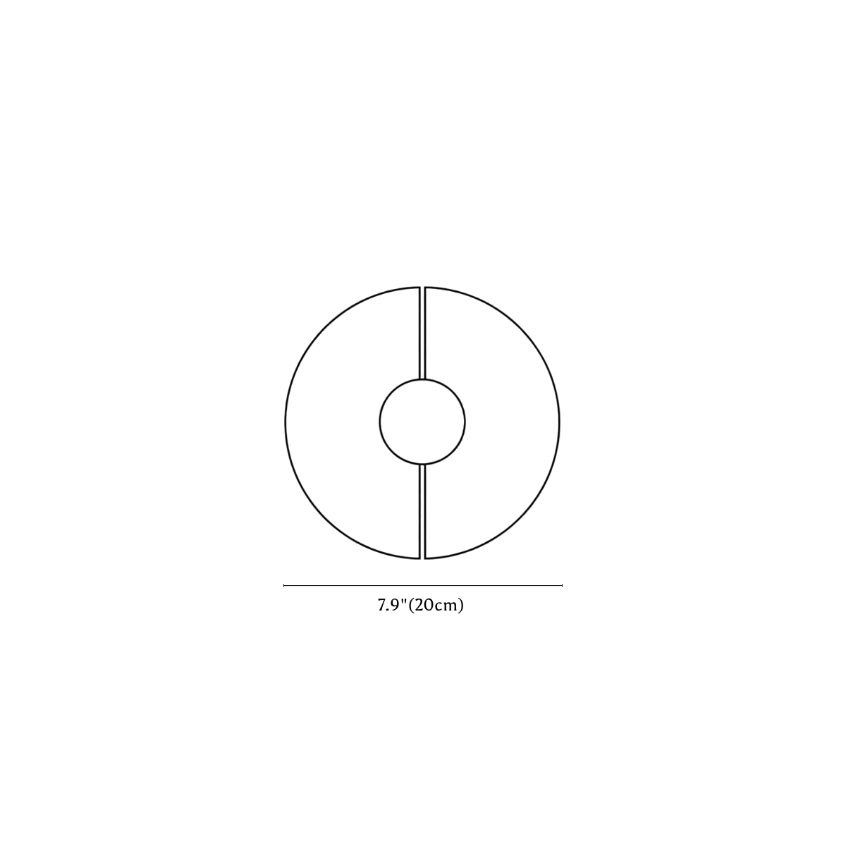 Clérachic wall sconce dimension drawing, 1 of 2, every measurement marked in centimetres and inches.