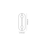 Clérachic wall sconce dimension drawing, 2, every measurement marked in centimetres and inches.