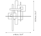 Clérachic wall light dimension drawing, every measurement marked in centimetres and inches.