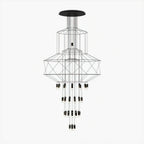 The stacked-frame Clérachic chandelier with drops of lit LEDs, shown straight on against a white background.