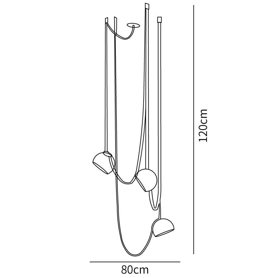 Clérachic pendant light dimension drawing, 2 of 2, every measurement marked in centimetres.