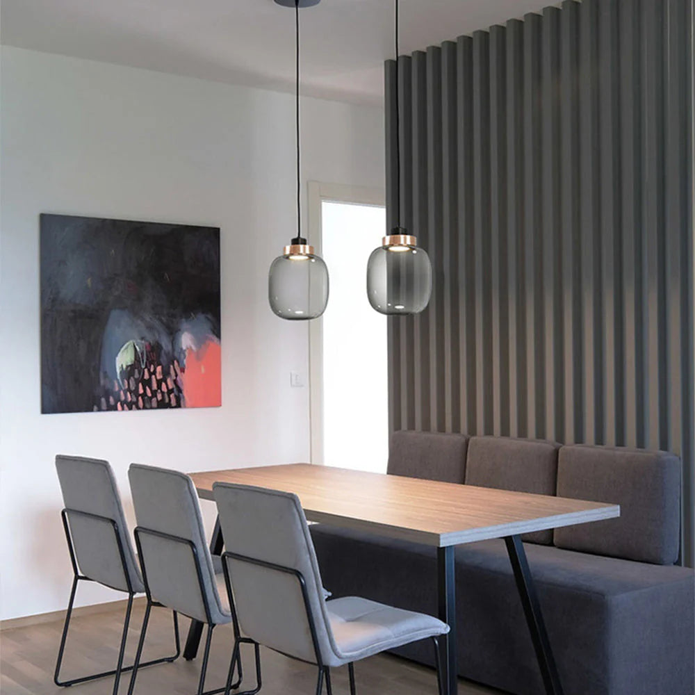 Clérachic Metal Glass Pendant Light for Reading Nook — gallery 04, ModernMiniGreyGlassPendantLight Homdiy 10.