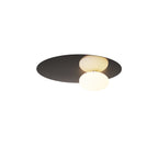 Black Clérachic ceiling light with a glowing white globe, cut out on a plain white background.