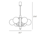 Dimension drawing of this Clérachic chandelier, with its height and width marked.