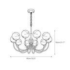 Measured drawing of the Clérachic globe chandelier: 85cm/33.5in span, 55cm/21.7in overall height.