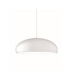 Slightly translucent white Clérachic dome pendant on a plain white background, hanging from a fine white cable.