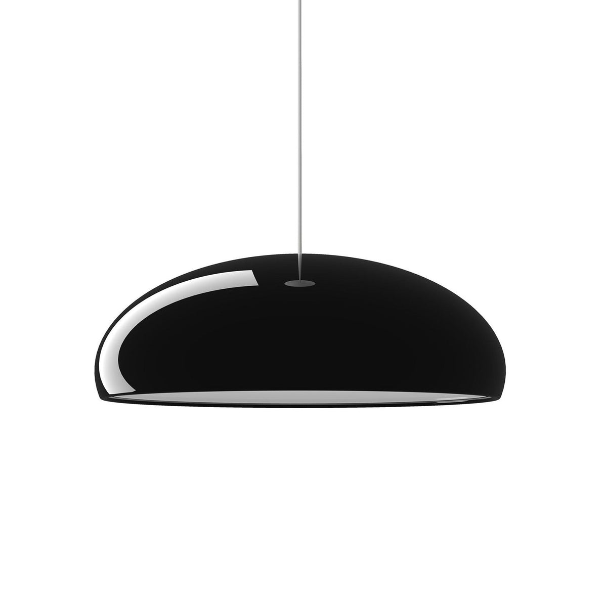 Black Clérachic dome pendant on white, with a high-gloss shell and a small round cap where the cable enters.