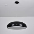 Black Clérachic dome pendant seen from below, hung from a black ceiling canopy, showing its grey inner diffuser unlit.