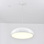 A white Clérachic dome pendant with a bright cream diffuser, hung from a white canopy under a white ceiling.