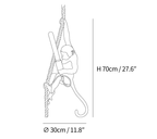 Clérachic pendant light dimension drawing, every measurement marked in centimetres and inches.