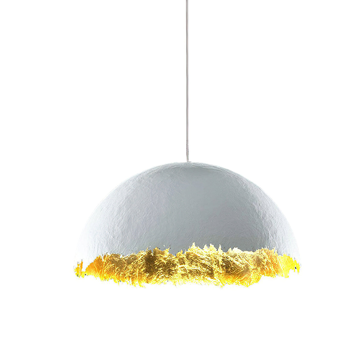 Clérachic pendant with a textured grey-white dome and a jagged gold edge, shown straight on against white.