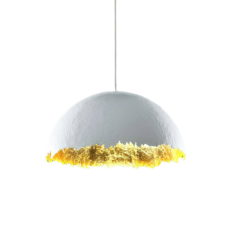 A smaller Clérachic dome pendant with a grey-white shell and ragged gold edge, shown on a white background.
