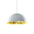 A smaller Clérachic dome pendant with a grey-white shell and ragged gold edge, shown on a white background.