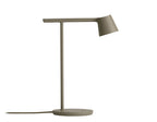 An olive Clérachic table lamp on a white backdrop, shown small with a long cord curving across the surface.