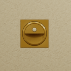 Clérachic gold square stair light on a textured sand wall, with a round sensor above its half-moon recess.