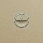 Clérachic pale square stair light on a textured sand wall, unlit, showing its round sensor and curved recess.