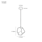 Clérachic pendant light dimension drawing, 18 cm, every measurement marked in centimetres and inches.