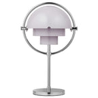 Clérachic rechargeable table lamp in pale lilac with a polished chrome ring, stem and base.