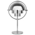 Clérachic rechargeable table lamp in polished chrome throughout, the mirrored shades catching the room.