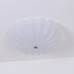 Clérachic Murano-Style Scalloped Glass Flush Ceiling Light in craquelé white, its crackled surface reading as frosted texture from below.