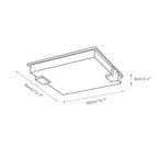 Dimension drawing of the Clérachic flush mount: 40 x 40 cm (15.7 x 15.7 in) square and 6 cm (2.4 in) deep.