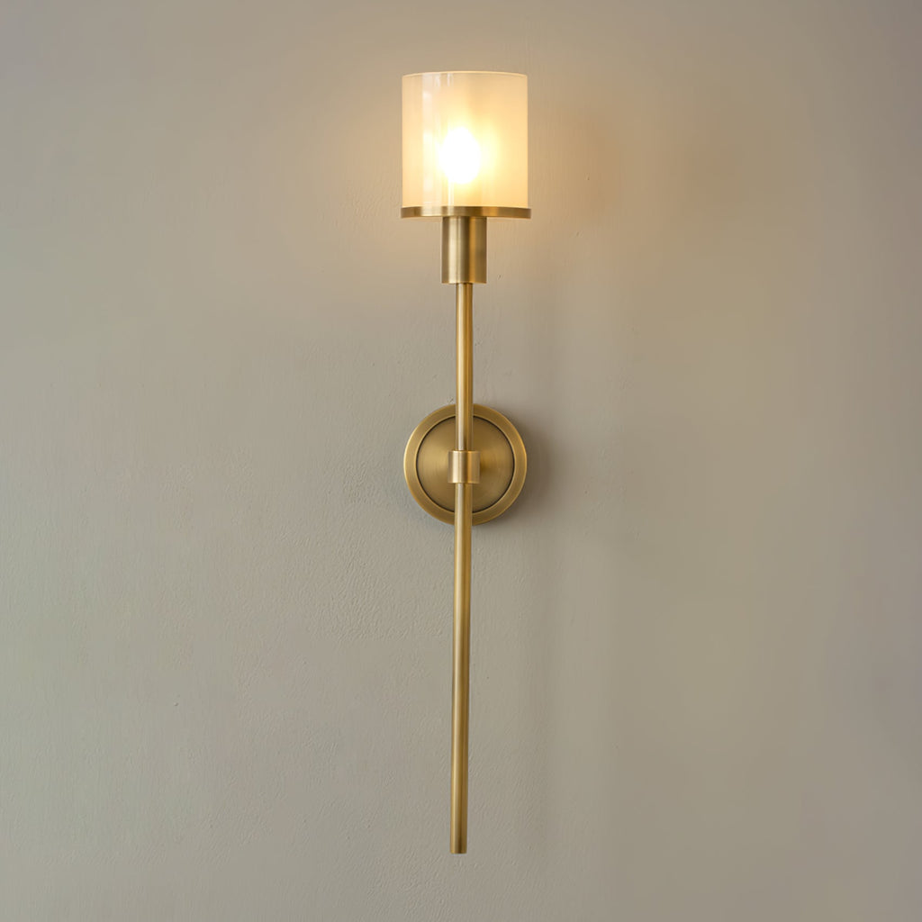 Clérachic Mycara in copper, cropped close on the lit glass shade and the turned disc backplate below it.