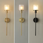 The Clérachic Mycara shown in all three body finishes side by side, each under a lit fluted glass shade.